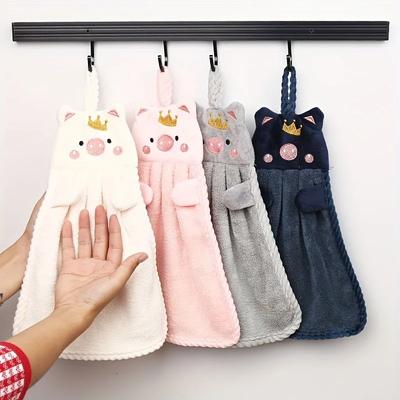 1pc Microfiber Cute Hand Towels for Kids Little Pig Towel Household and Absorbent Kitchen Towel Lazy Rag Towel Adult Hand Towel