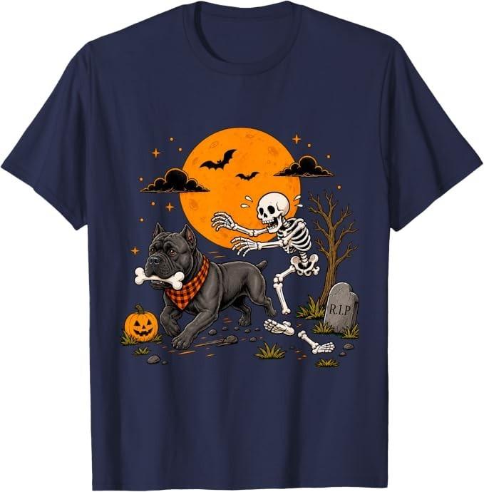 Halloween Dog Skeleton Funny Cane Corso Men Women T-Shirt