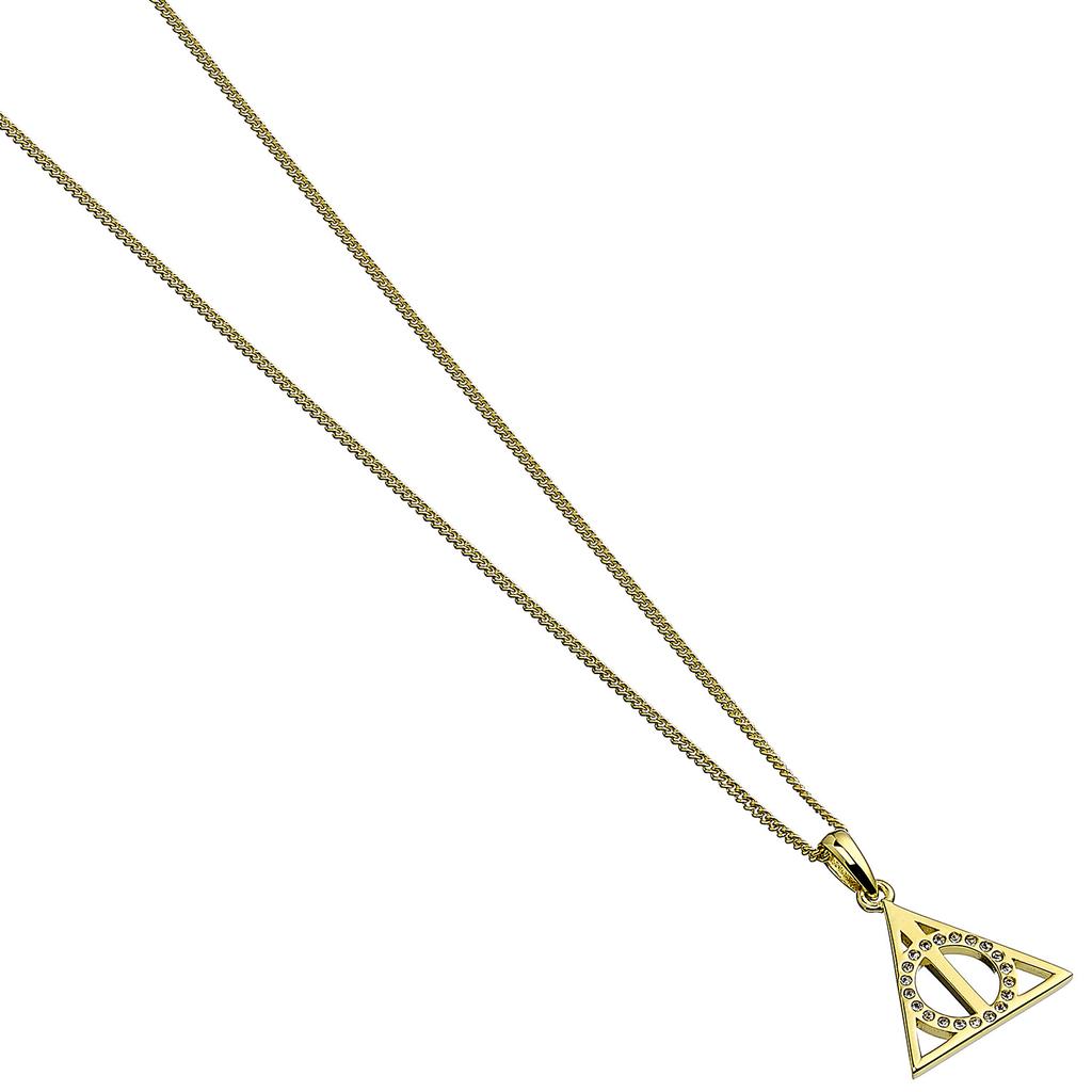 Harry Potter sterling silver Deathly Hallows sterling silver Gold Plated Necklace Embellished with crystals