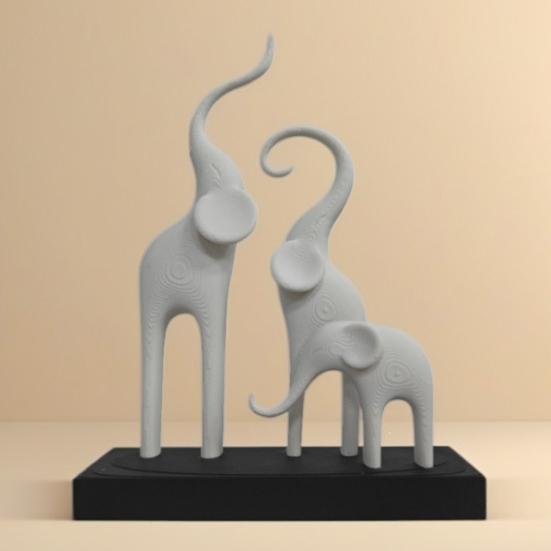 Elefantenfamilie Statue Moderne Kunst Elefanten Figur 3D Gedruckte Abstrakte Elefanten Skulptur Tischdekoration