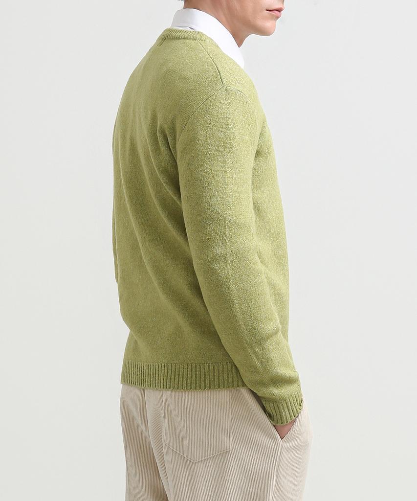 Seuteulaikeu Fine Blend Classic Crew Neck Knit (Lime Green)
