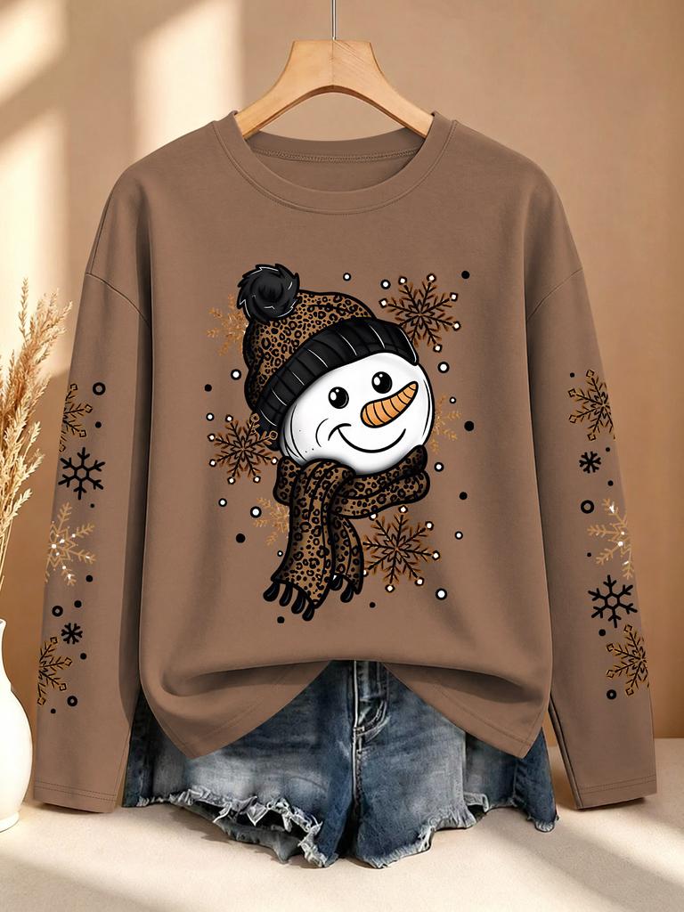 [Christmas] Women's Autumn Clothing Printed Long Sleeve T-Shirt Sports Casual Fashion Daily Versatile Personalized Fashion Style Top