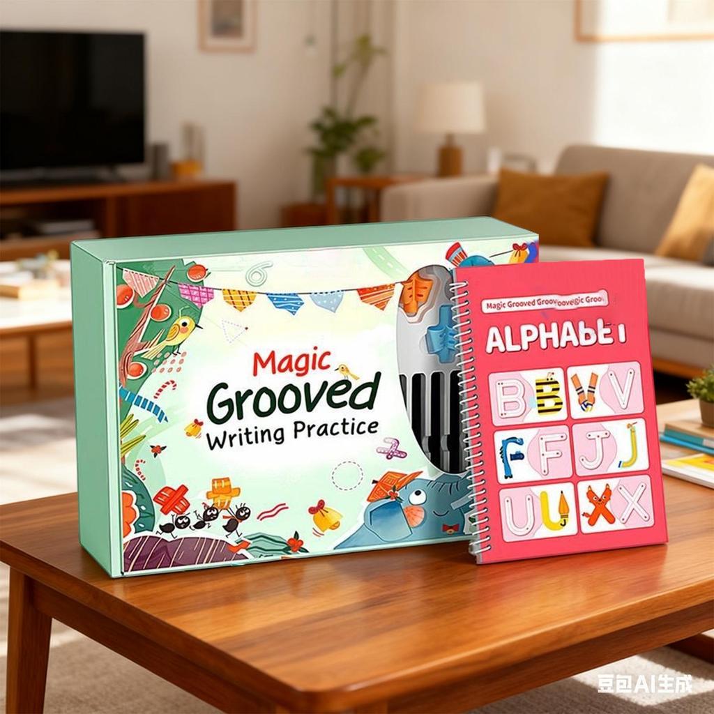 Handwriting Workbook Grooved Learning Reusable Page With Pen Grips Vocabulary Writing Practice Book For Kindergarten Children