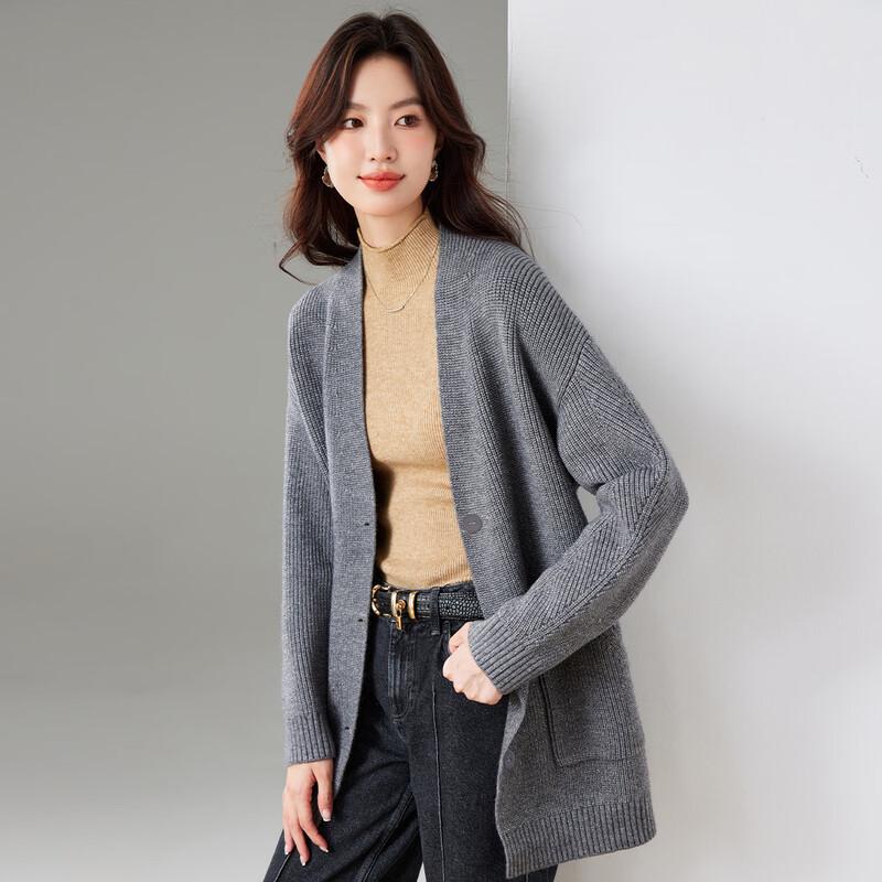 CARBAMMI Women s Mid-Length Loose Knit Cardigan L