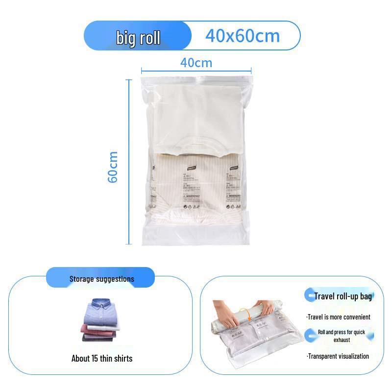 Taili Vacuum Compression Storage Bag for Clothes, Travel, Quilts, and Blankets - No Pump Required, Thickened Design.