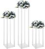3Pcs High Clear Flower Stand, Rectangular Acrylic Flower Column, Removable Geometric Flower Shelves for Birthday Parties