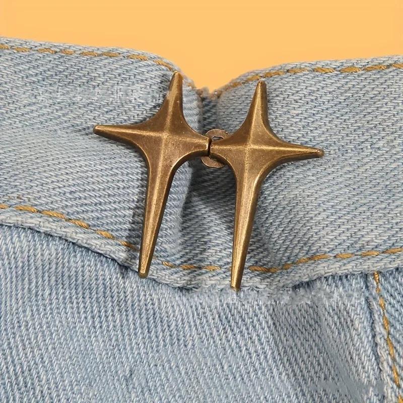 1 Pair Waist Buckle, A Star Shaped Waist Buckle Decorative Buttons, No Sewing, Detachable Button For Waist Adjustment