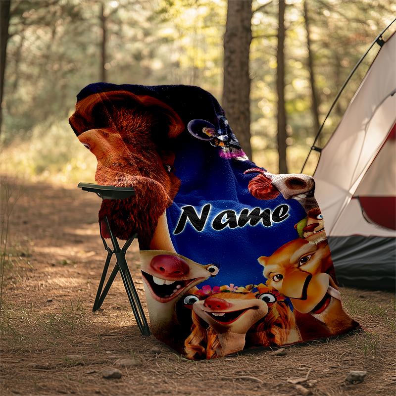 Personalisierte Decke mit individuellem Namen - Design mit Aufdruck aus Ice Age: Dawn of the Dinosaurs, Decke für Sofa, Bett, Reisen, Camping - Weich und warm, Tolles Geschenk