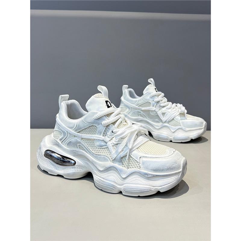 Spring and summer mesh breathable and comfortable casual shoes European air cushion retro thick-soled dad shoes dl
