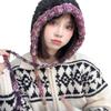 Autumn and Winter New Plush Ear Protection Bag Head Hat Women's Warm Versatile Wool Knitted Hat Mixed Color Drawstring