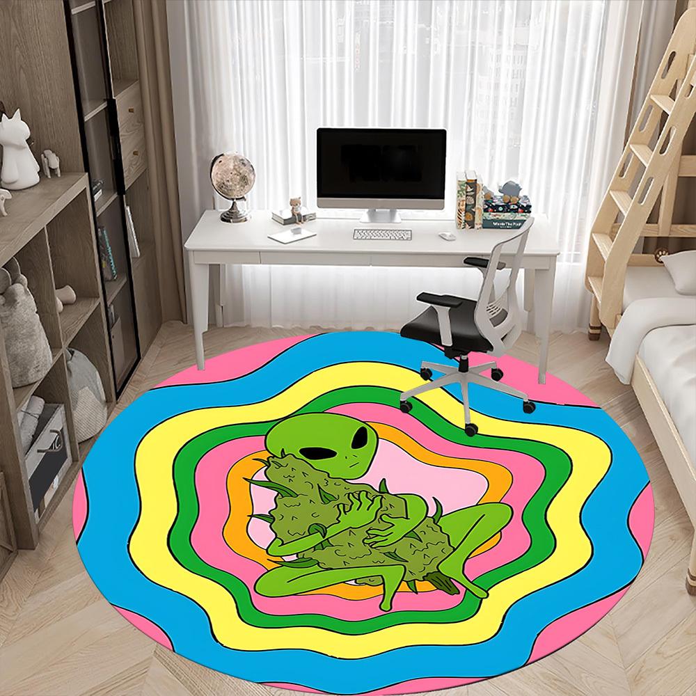 1PC Alien Print Chair Carpet for Office, Indoor Non-Slip Washable Carpet, Soft Comfortable Mat For Office Room Yy250930219