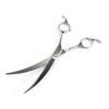7.5" Dual-Tail Curved Pet Grooming Shears - 45° Bend for Upward and Downward Cutting