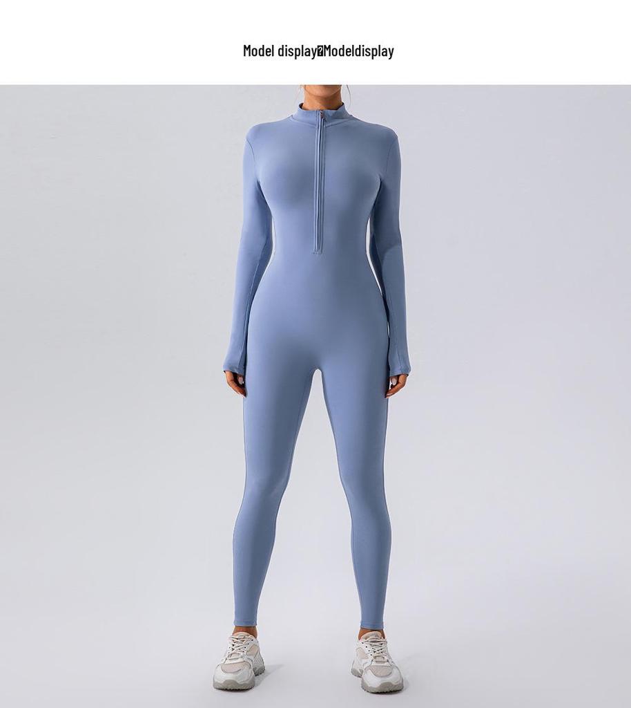 European & American Winter-Style Velvet Brushed Warm Yoga Onesie - Long-Sleeved Fitness Tights for Women