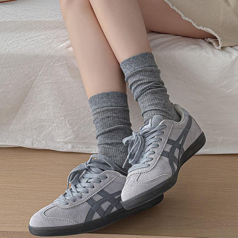 Miu Stacking Socks Children'S Gray Medium Tube Socks Spring And Summer Thin Solid Color Versatile Cotton Socks Summer Stockings Women'S Stockings