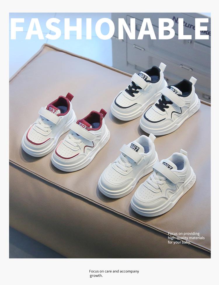 Kids Leather Sneakers Soft Sole White Shoes Boys Girls Spring Autumn Casual Trainers For 1-6 Years Old Toddlers