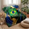 Brasilien Fußball Bedruckte Flanelldecke Hautfreundlich Warm Dekorativer Überwurf für Innen Couch Bett Tägliche Nutzung