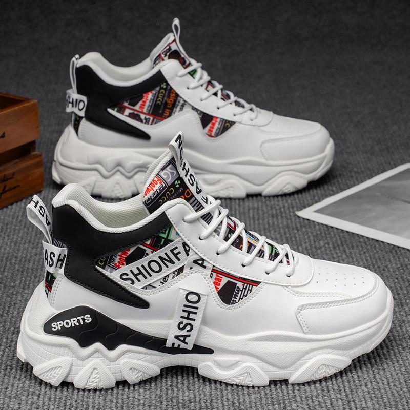 Autumn Men's Shoes New High-top Shoes Men's Sports Shoes Trendy Versatile Thick-soled Heightening Casual Running Shoes