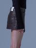 DILETTANTISME Pigment Vintage Vegan Leather Wrap Skirt (Br)