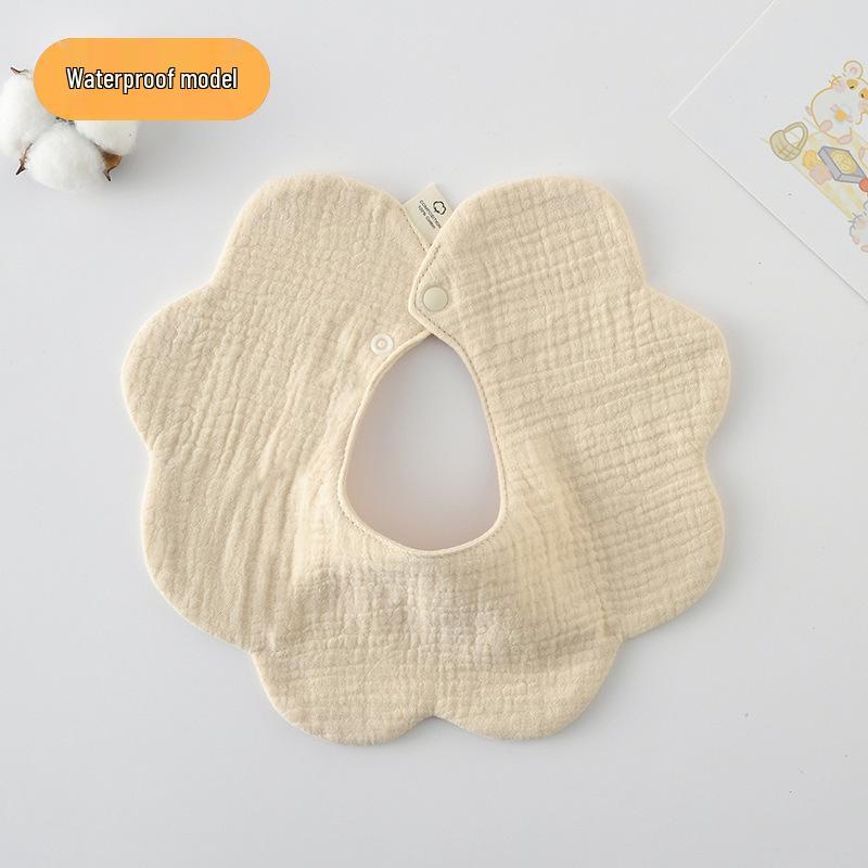 Dwustronny, wodoodporny śliniaczek dla niemowląt w stylu koreańskim z płatkami, wykonany w 100% z gazy bawełnianej