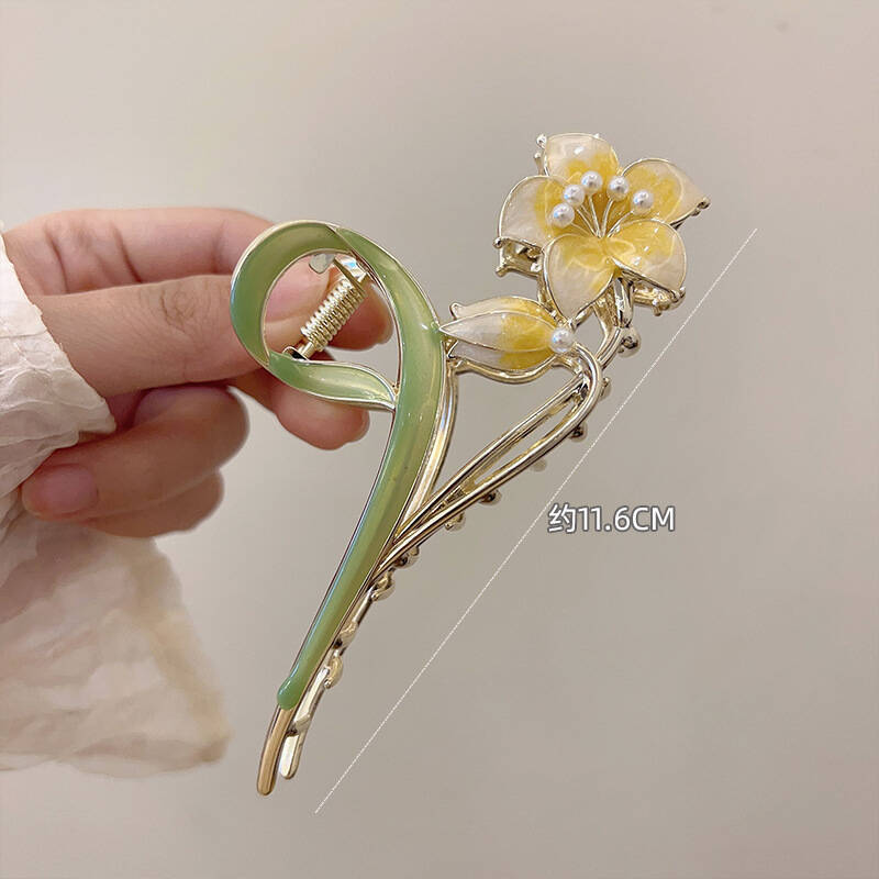 Fashion Flower Forest Gardenia Flower Claw Clips Grasping Women's Spring Summer New Style Metal Hair Clip Large Shark Clip