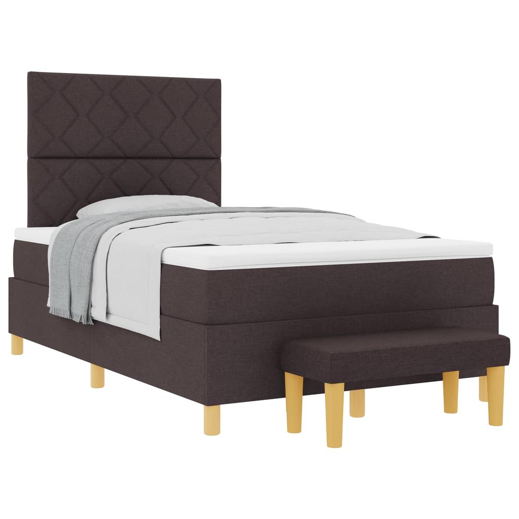 Box Spring Bed with Headboard Dark Brown 190 x 120 cm Fabric