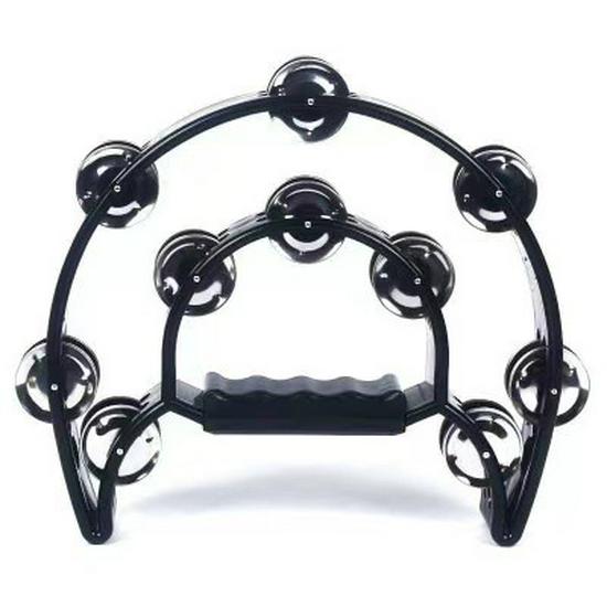 Large Double-Row Flower Drum Hoop with Hand-Shaken Bells and Sand Hammer чёрный