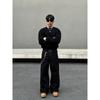 Blaexit American-Style Denim Black Jeans for Men, Vintage Baggy Straight-Leg Loose Casual Raw Color Wide-Leg Pants