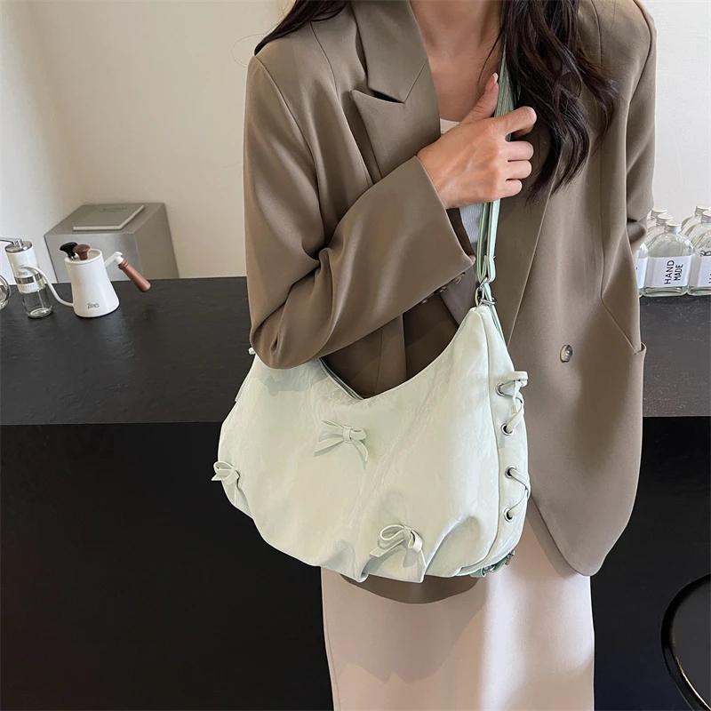 Solid Interior Compartment Casual  Bags Bow Tie Large Capacity  Hot Sale Bags for Women Zipper Pu Women's Handbags