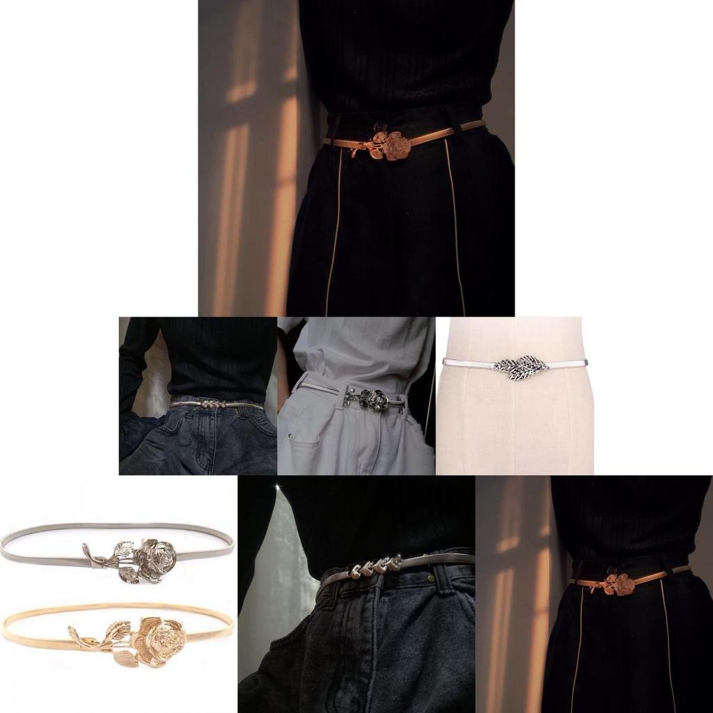 Elegant Rose Elastic Waistband For Dresses Charming Metal Waist Belt 2023 Collection