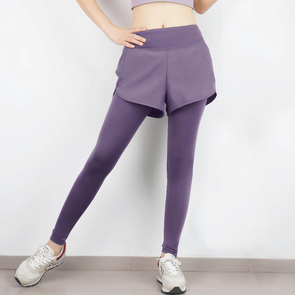 Women's High-Waist Yoga Pants - Autumn/Winter Quick-Dry 2-in-1 Design for Fitness and Morning Run