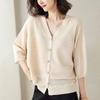 Spring and summer ice silk sunscreen air conditioner shirt thin blouse large size fat mm seven-quarter sleeve outer knitted cardigan women's coat