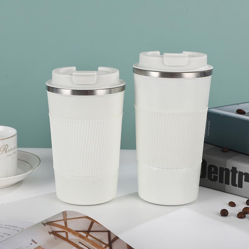 Přenosný izolovaný kožený hrnek na kávu - nerezová ocel 304, ideální do auta nebo na dárky