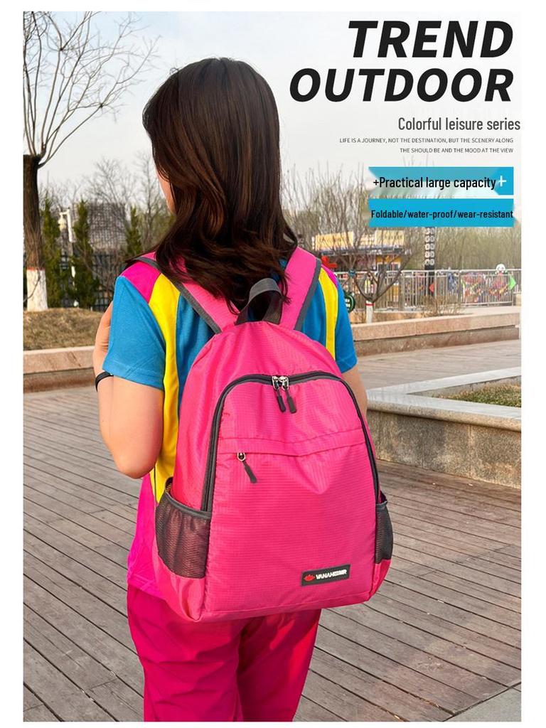 Ultralight Portable Outdoor Folding Backpack with Logo Print