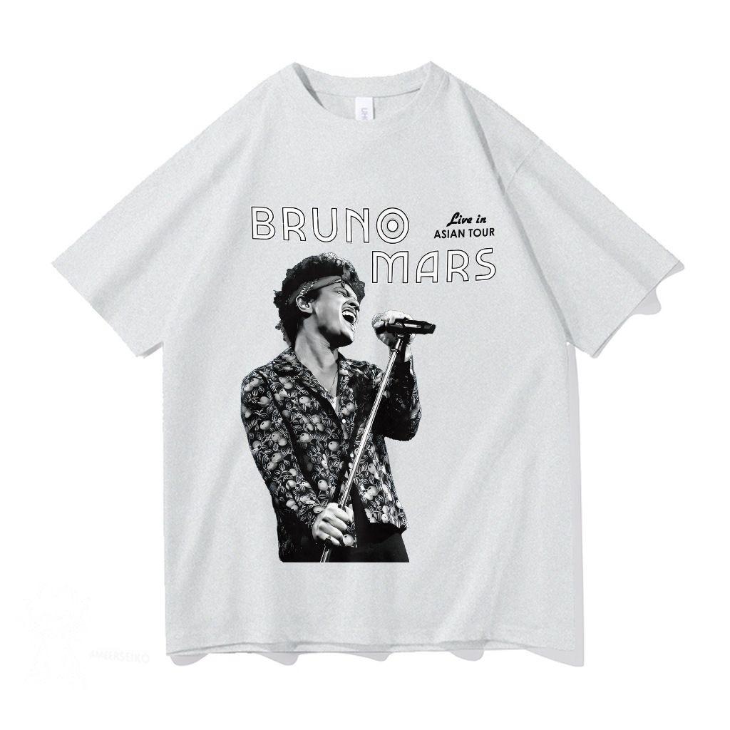 Bruno Mars Concert American Tshirt Street Cross Border Trendy Brand Retro Printed Loose Short Sleeve 2026 Hot Sale