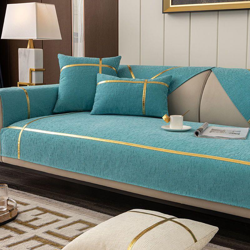 Zlatý polštář na pohovku Univerzální pro všechna roční období Chenille Protiskluzová utěrka na pohovku Severský styl Módní polštář na sedák