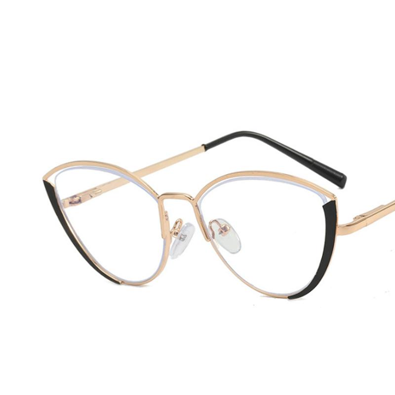 Triangular Cat Eyes Cutout Frame Clear Lens Glasses Oval Simple Myopia Nerd Spectacles Degree -0.5 -1.0 -2.0 -3.0 -4.0 To -6.0