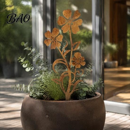 Yard Decoration for Gardening Enthusiasts Rustic Flower Garden Stakes, 12.6x30cm Metal Art Cutout, Farmhouse Rust Home And Gifts Finish Outdoor Decor