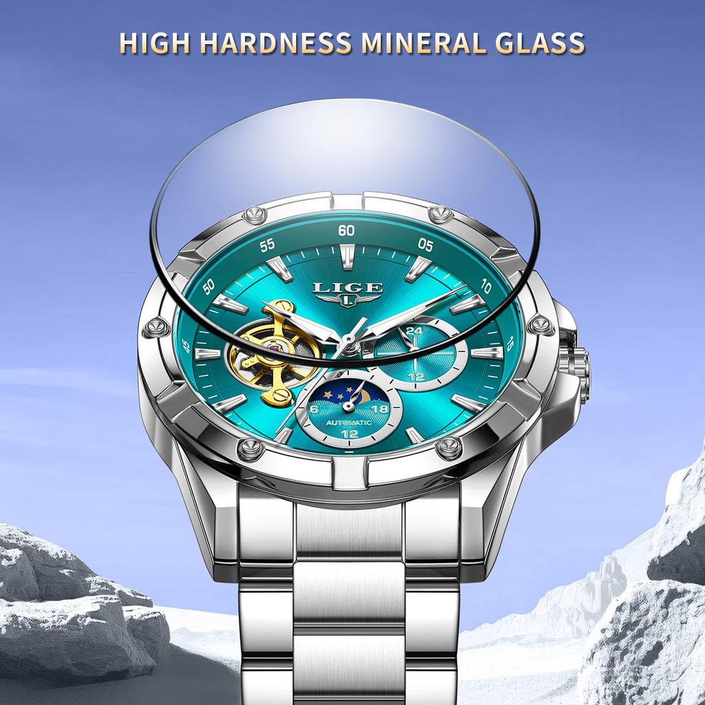 LIGE New Tourbillon Automatic Watches For Men Fashion Business Watch Men Luxury Sports Waterproof Men's Mechanical Watch