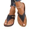 New Thick-soled Toe Hollow Slippers Women's Slope Heel Flip-flops Sewing Line Beach Large Size Cool Slippers