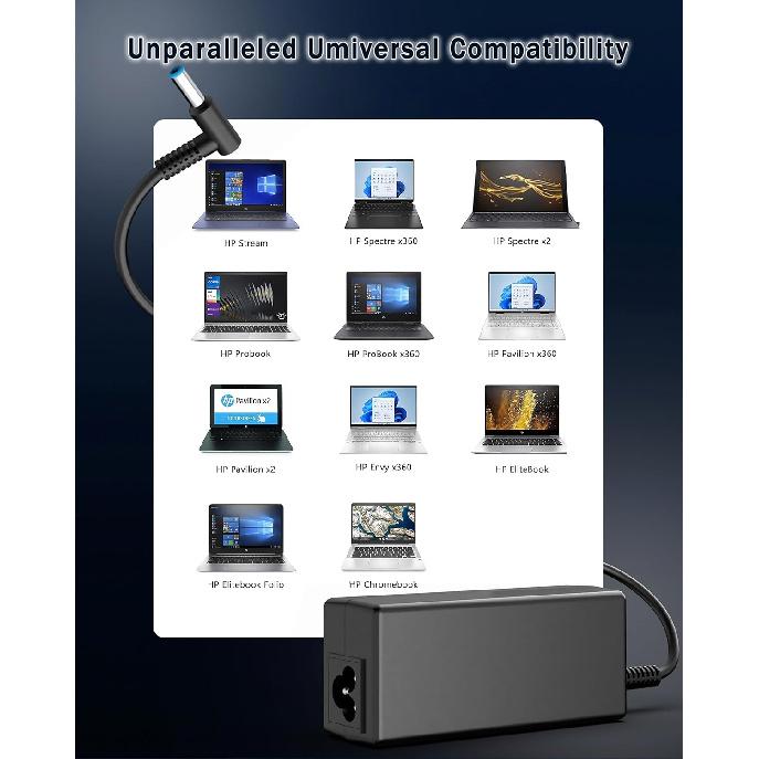 Laptop Charger Compatible with HP Laptop 65W 45W Computer Charger Smart Blue Tip Power Adapter