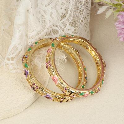 Bracciale in cloisonné vintage stile etnico smalto floreale traforato braccialetti moda eleganti per donne gioielli regali