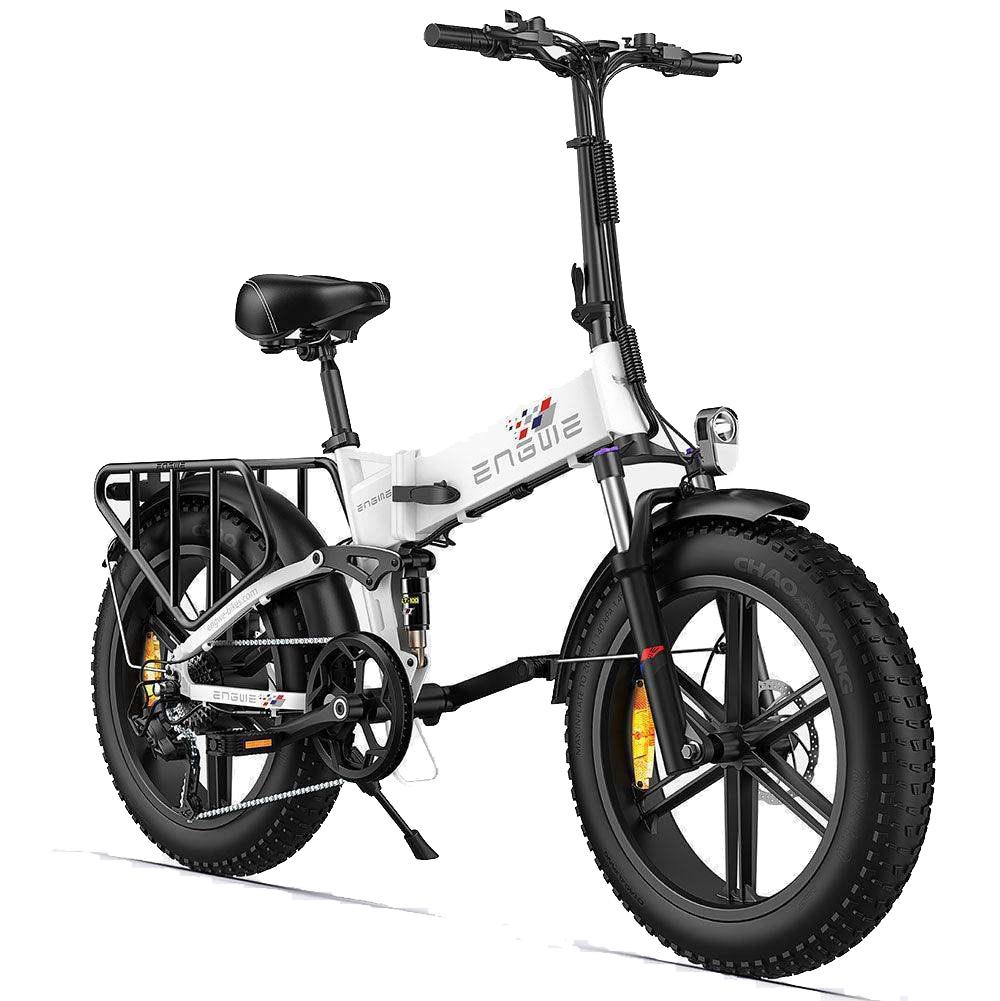 Engwe Motor X 250W City Commuter Elektrofahrrad mit 48V13Ah Akku, Vollfederung, Shimano 7-Gang, 20"×4.0" Reifen, Faltbares E-Bike mit Gepäckträger