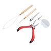 Micro Rings Bead Device Tool Kit Wooden Handle Pulling Hook Needle Hair Extensions Bead Spacer Template Set