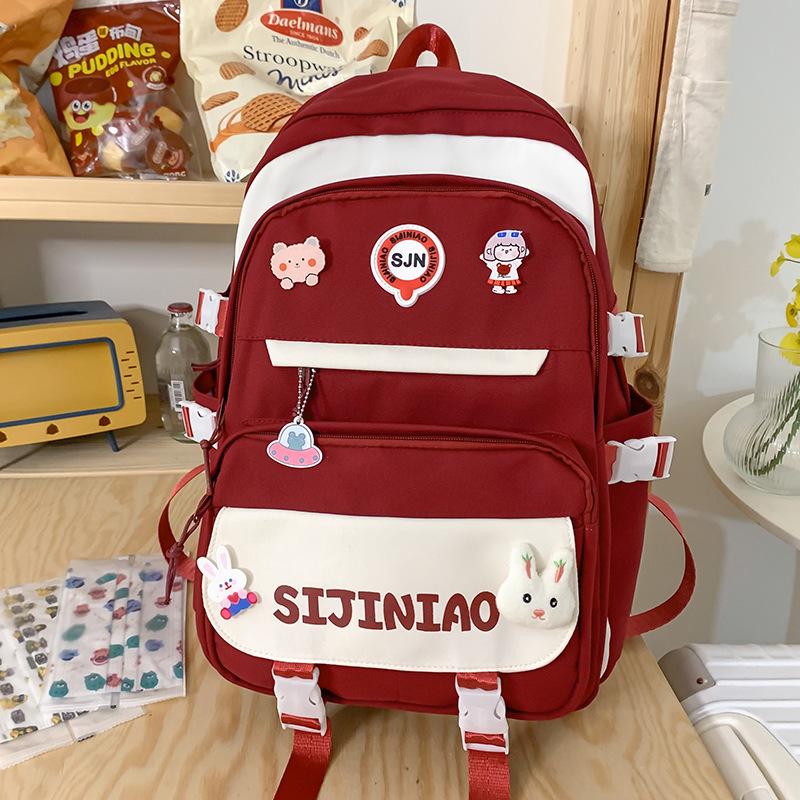 Schoolbag for Children Elementary School Students Burgundy Middle School Students Junior High School Girls Backpack
