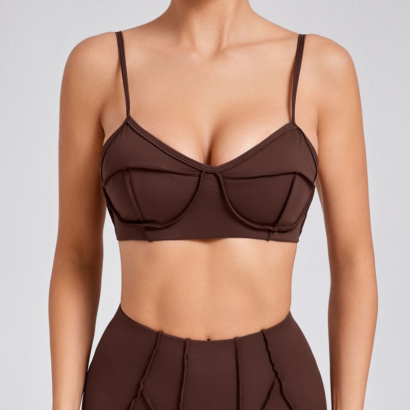 

Fashion New Arrival Sports Vest Tops Women s Workout Clothes Yoga Bra Running Thin Strap Beauty Back Tight Intimates Women s Elastic S Coffee