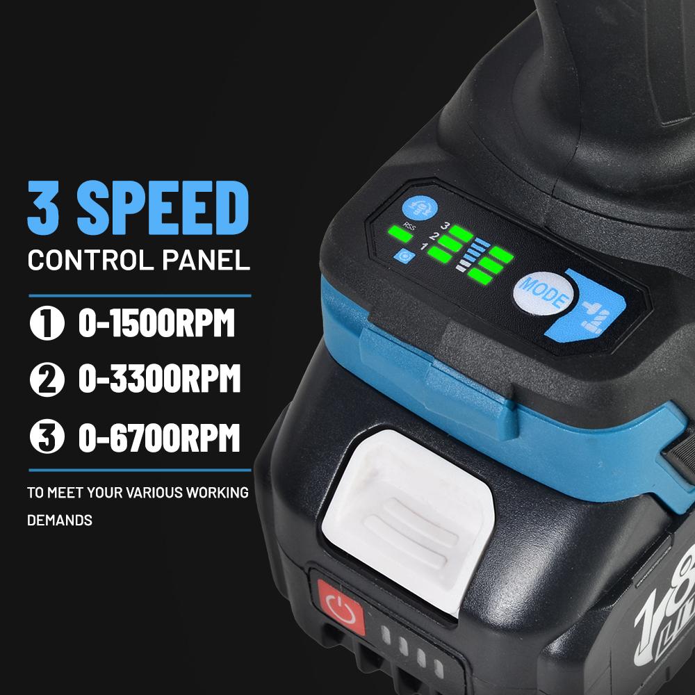 1200N. M Torque Brushless Electric Impact Wrench 1/2 Inch Cordless Wrench Screwdriver Power Tools for Makita 18V Battery Pin