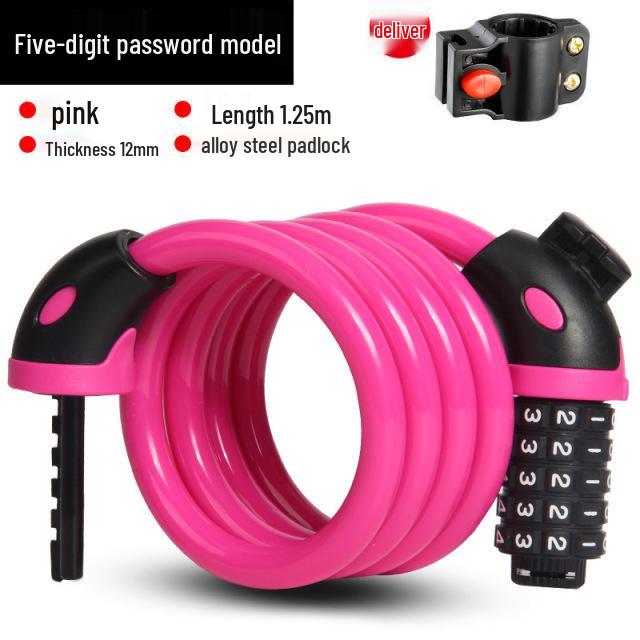 Portable Frosted Steel Cable Bicycle Lock with Anti-Theft Combination for Mountain Bikes and Electric Vehicles