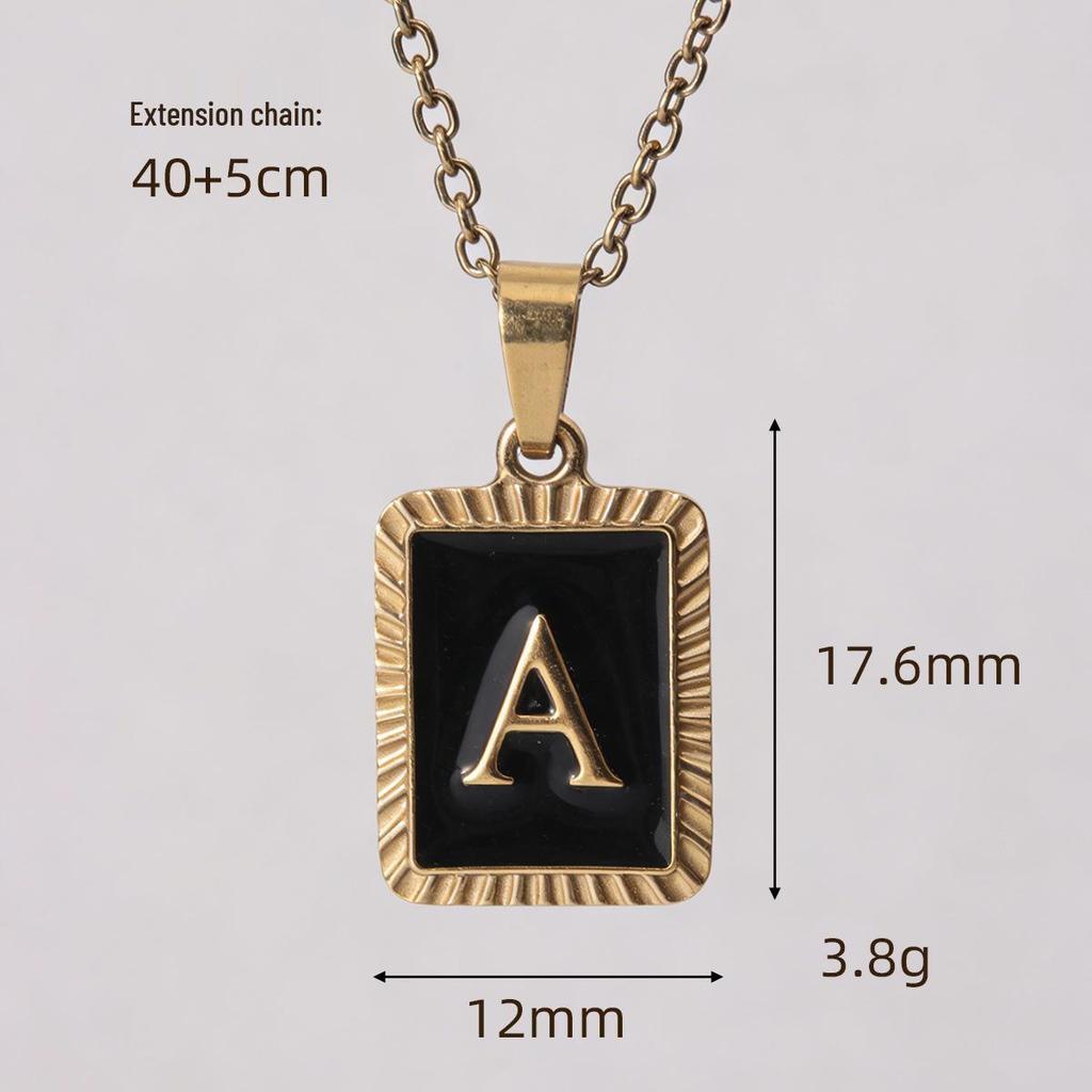 Stainless Steel Letter Pendant Clavicle Chain Necklace for Women - European & American Style