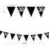 26FT Black Silver 30th Birthday Party Decorations Fabric Pennant Banner Garland Streamers for Women Mens Dirty Thirty 30 and Fabulous Birthday Cheers