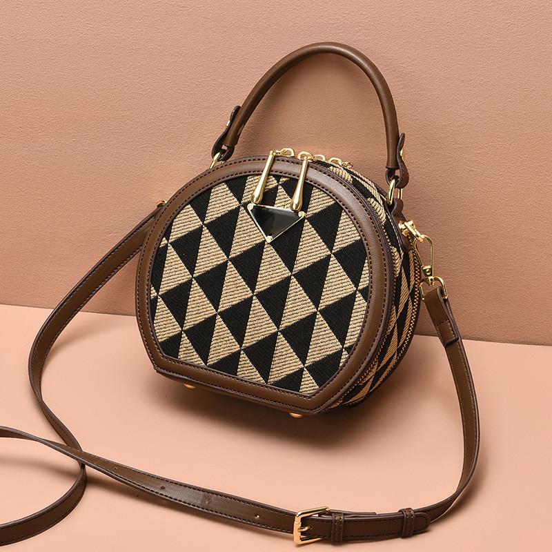 Ielgy Portable Small Round Bag All-Match High-Value Trendy Fashion One-Shoulder Messenger Bag